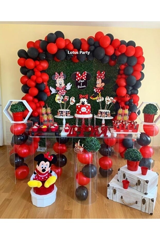 100 Pieces - Metallic Red - Pastel Black Balloon Chain Set