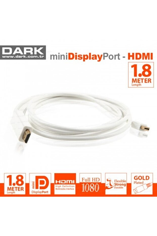 1.8 Meter Mini Displayport to HDMI Cable-gold Ended 2160p Dk-cb-mdpxhdmıl184k - 3