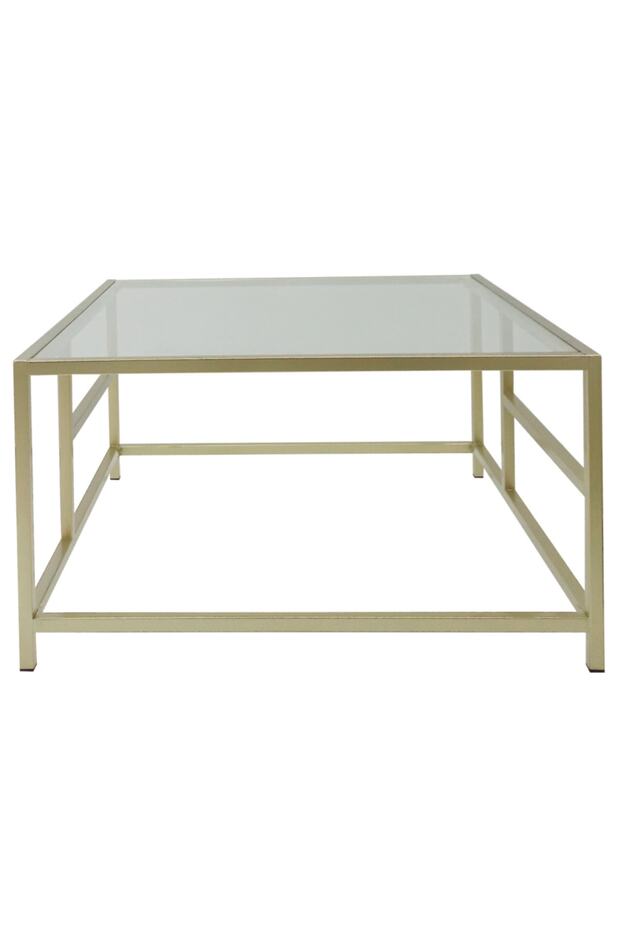 Camlı Kare Orta Sehpa Şeffaf Temperli Camlı - 5