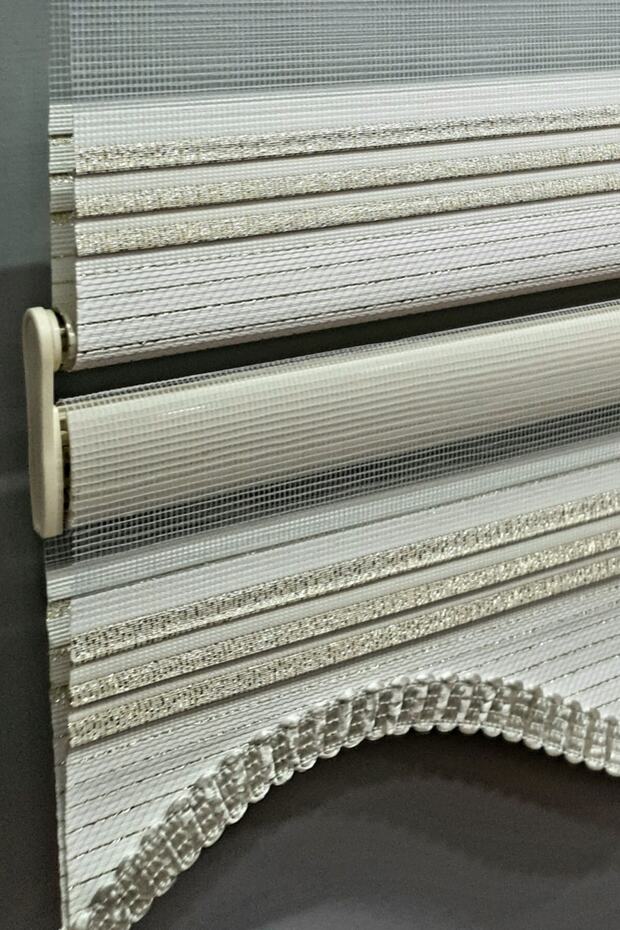 Pliseli Simli Renk Geçişli Krem Zebra Stor Perde Mz280 - 3