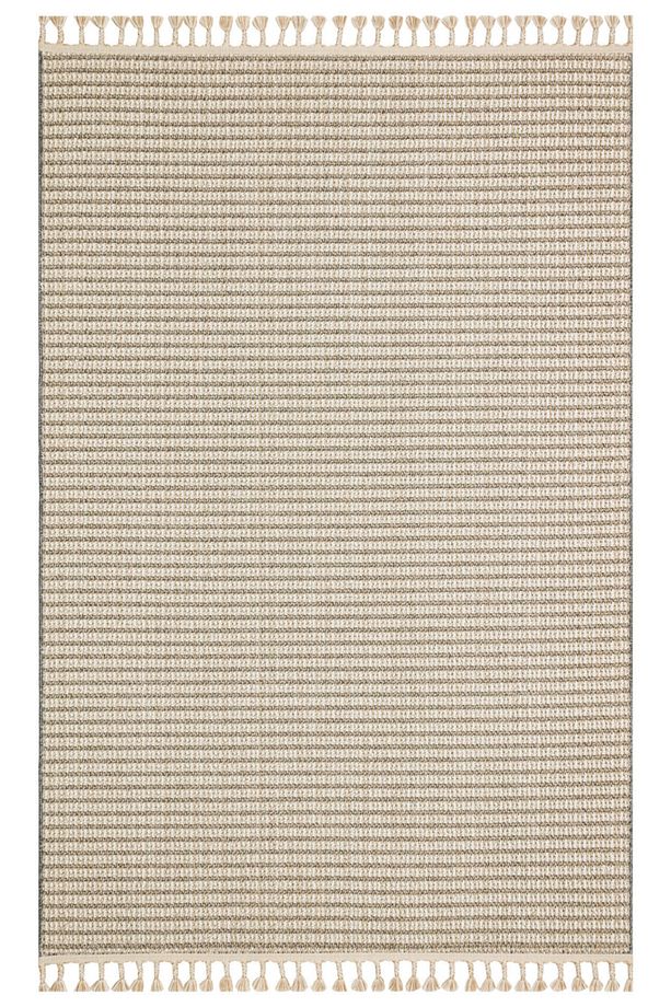 Soho Sh 17 Beige Ivory Hav Vermeyen Özel Ipler Ile Üretilen Etnik Örgü Desenlere Sahip Makine Halısı - 1