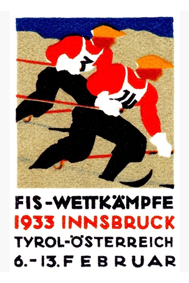 1933 Alpine Skiing Championship Table Wooden Poster Decorative