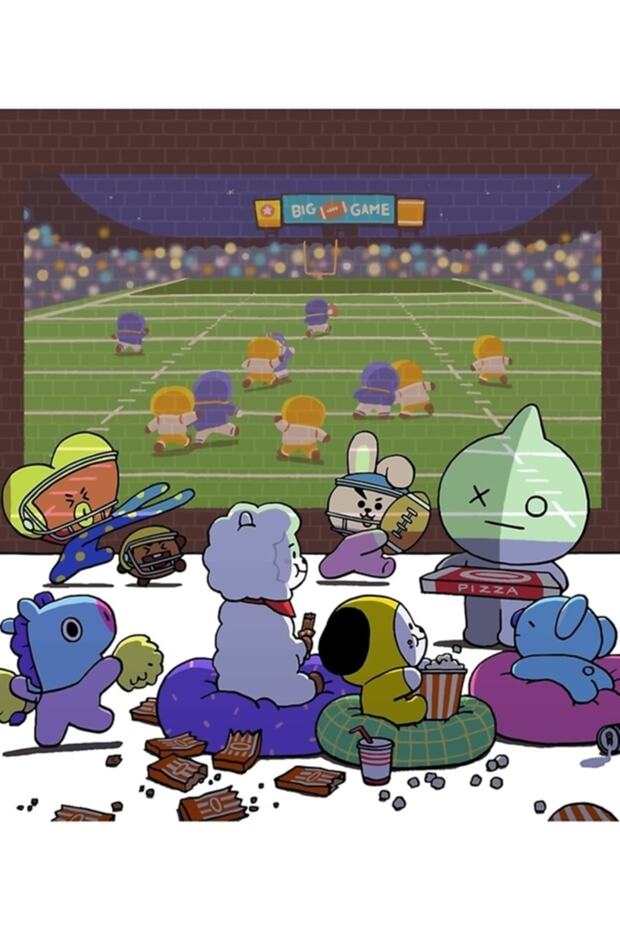 كوكي Bt21 طاولة ديكور خشبية مزخرفة بالملصقات الخشبية كود4784