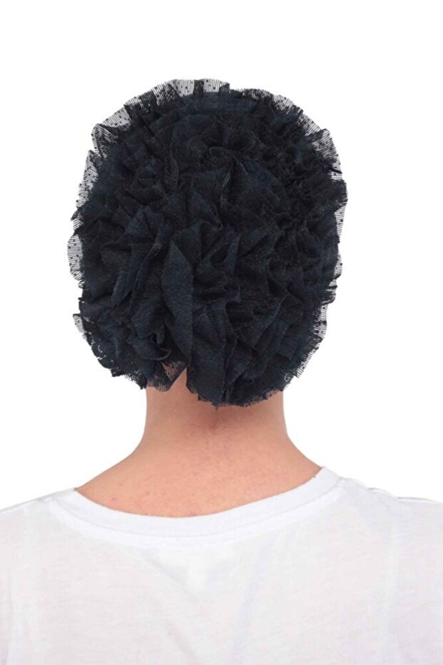Lacy Frilly Bonnet Pr-0009 | Navy Blue