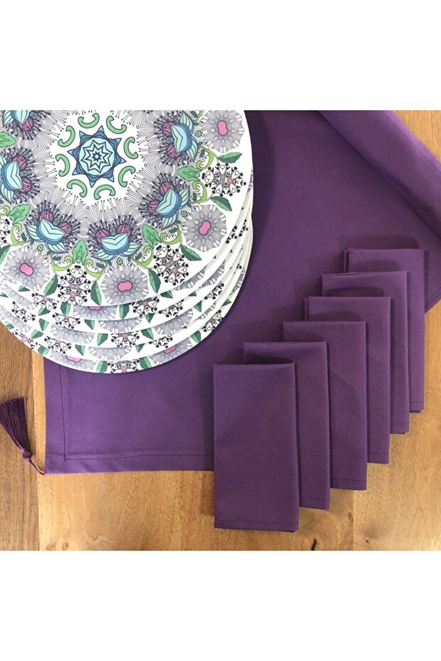 American Service, 6-Piece Charger, 6 Napkins and Runner Mandala Tk2