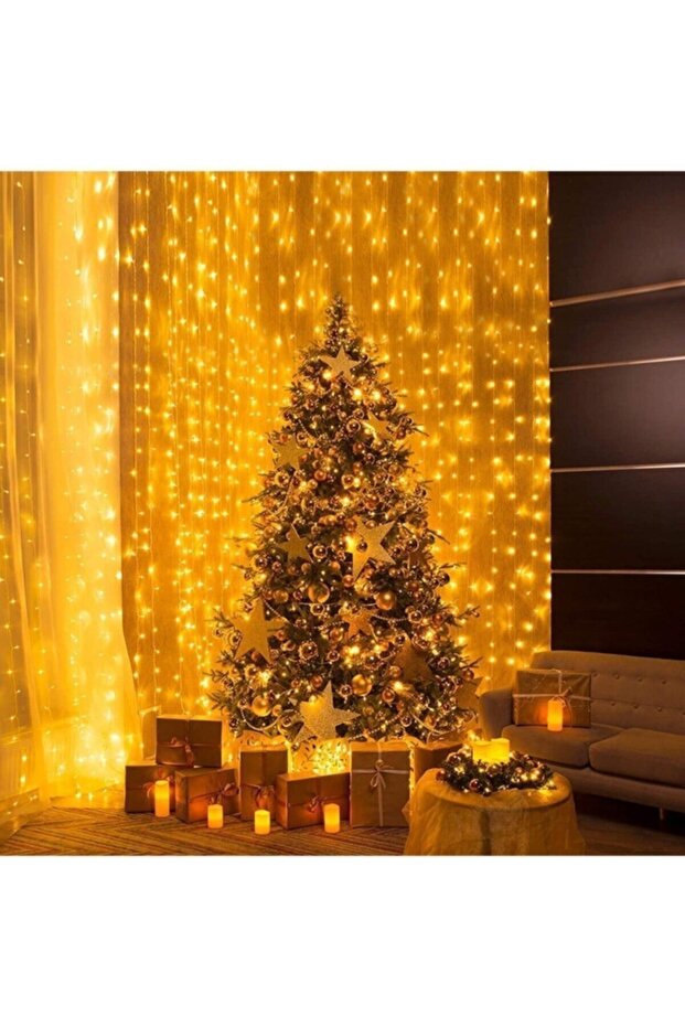 2.5 X 2.5 Metre 8 Fonksiyonlu Perde Led 12 Saçaklı 180 Ledli Kablolu Fişli Eklenebilir - 2