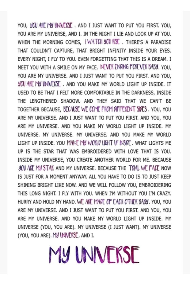Bts My Universe Lyrics Table ملصق خشبي ديكور Code1176