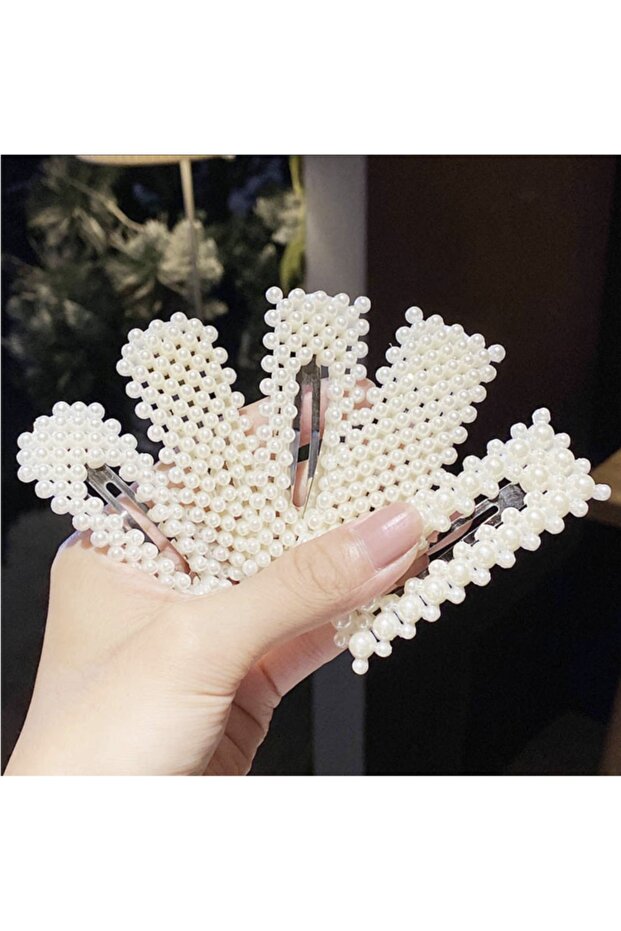 Women's 5-Piece Pearl Model Side Snap Hair Clip Set