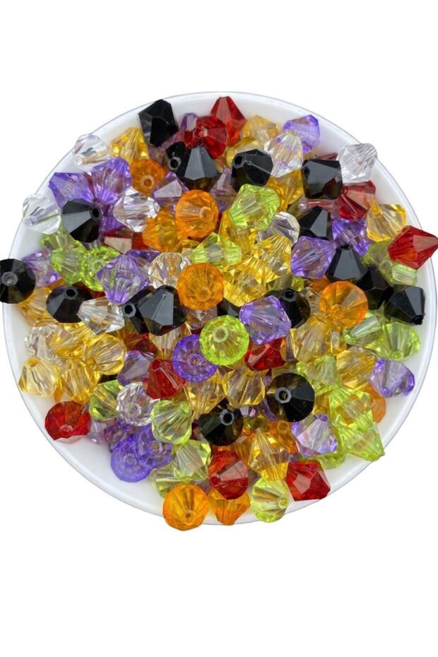 12mm Mixed Color Pyramid Model Acrylic Beads, Jewelry, Bag Making Beads (100Gr,~170 Pieces)