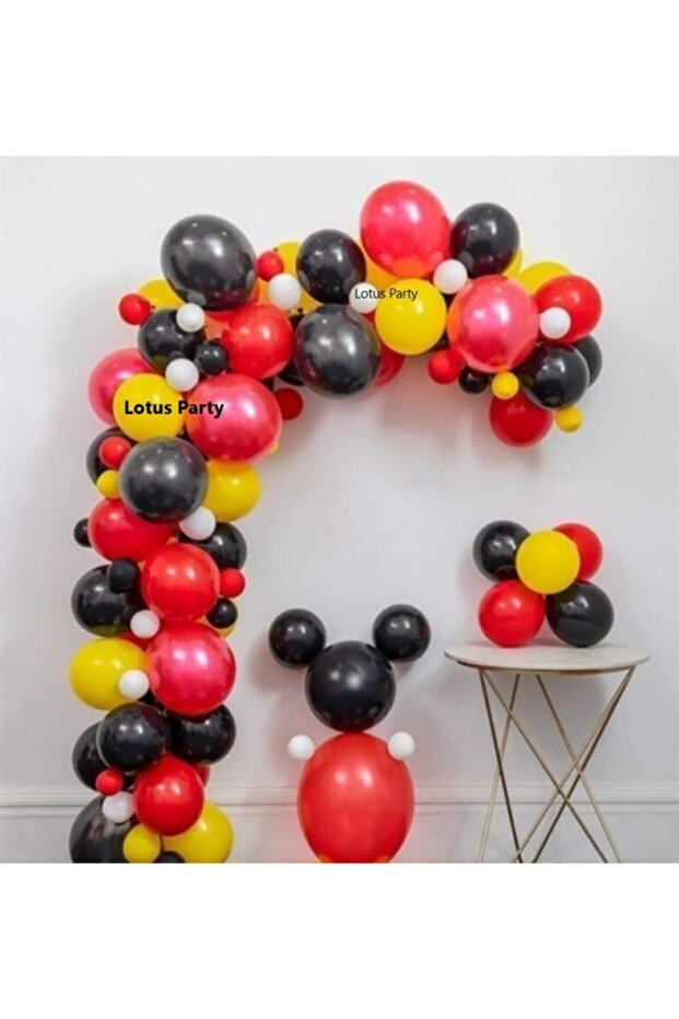 50 Pieces - Black - Yellow - Red - White Balloon Chain Set