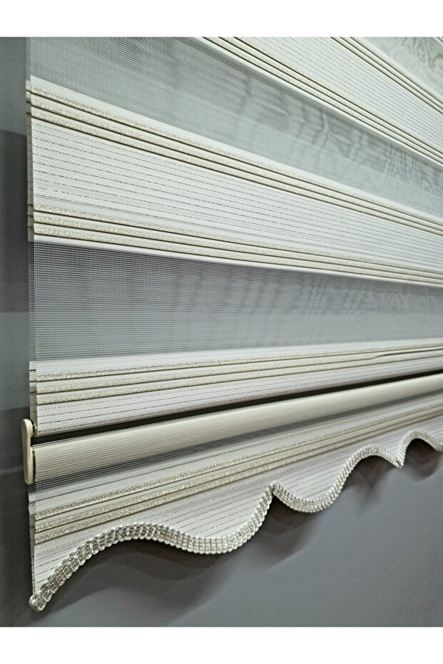 Pliseli Simli Renk Geçişli Krem Zebra Stor Perde Mz280 - 1