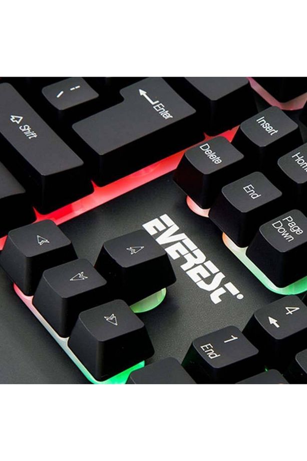 Siyah Everest Kmx-99 Usb Gökkuşağı Zemin Aydınlatmalı Q Oyuncu Klavye Ve Mouse Set - 3