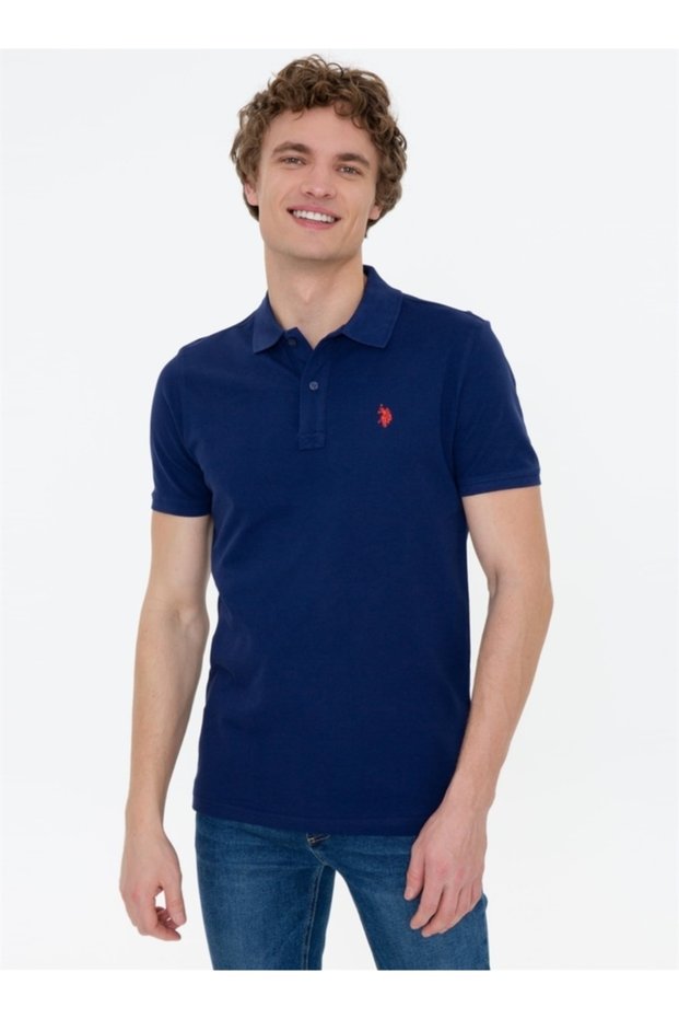 Polo Neck Slim Fit Navy Blue Men's T-shirt -gtp04ıy022