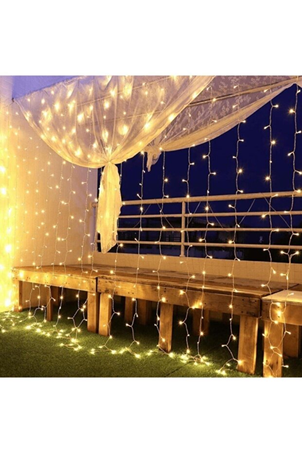 2.5 X 2.5 Metre 8 Fonksiyonlu Perde Led 12 Saçaklı 180 Ledli Kablolu Fişli Eklenebilir - 3