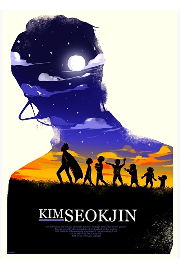 Bts X Olly Moss: Kim Seokjin Painting Wooden Poster Decorative Code1250