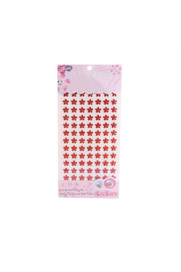 84 Pieces Self Adhesive Flower Shaped Decoration Stone Red
