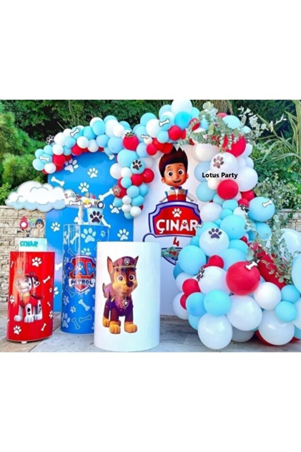 50 Pieces - Metallic Blue - White - Red Balloon Chain Set