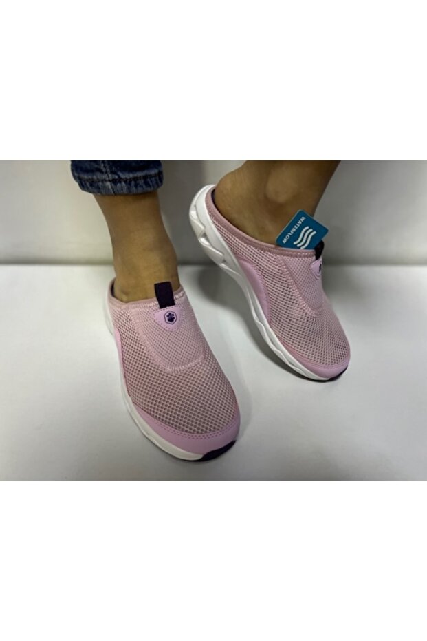 Women's Lilac Color Mesh Lightweight Waterflow Indoor Slippers White