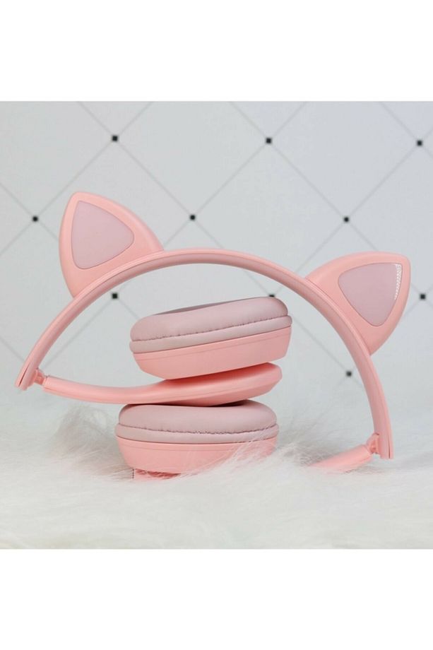 Bluetooth Kedi Kulaklık P47m Katlanabilir Sd Kart Girişli Mikrofonlu Kablosuz Led Işıklı Kulaklık - 5