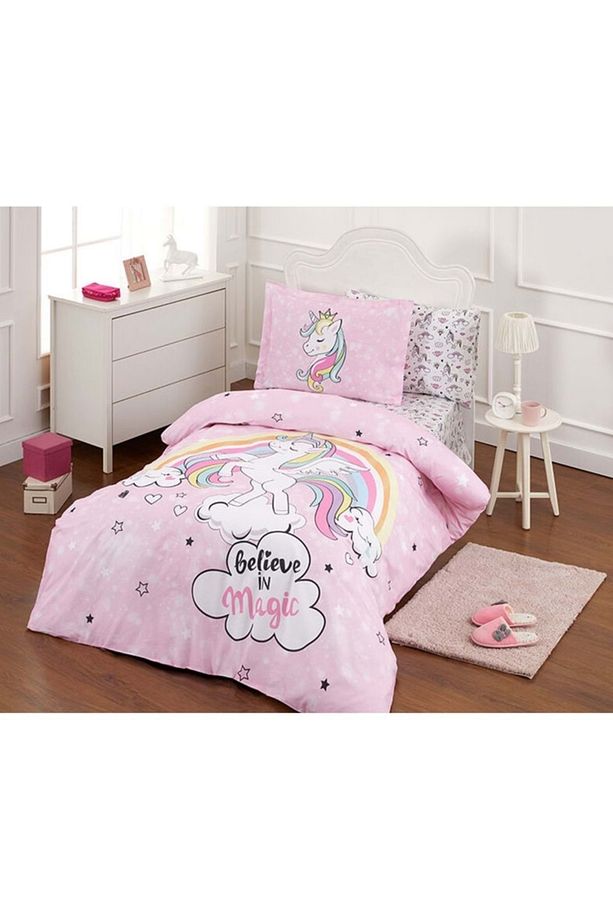 Ranforce Tek Kişilik Çocuk Nevresim Takımı-unicorn Pembe - 1