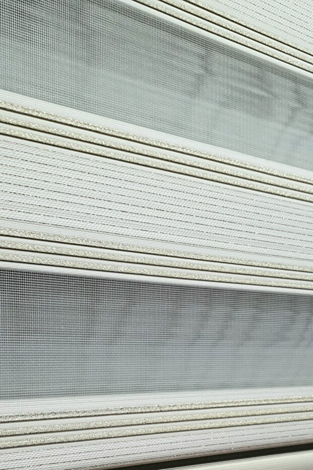 Pliseli Simli Renk Geçişli Krem Zebra Stor Perde Mz280 - 5