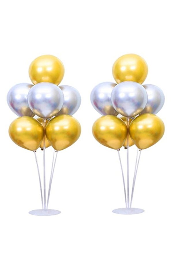 1 Piece Silver Gold Chrome Balloon Stand with 7 Balloons