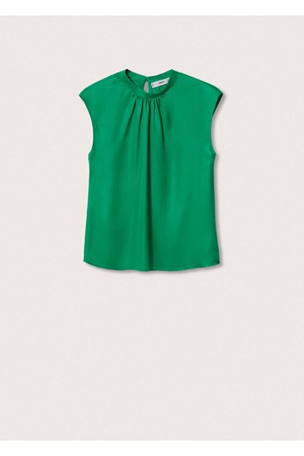 Düğmeli Saten Bluz - 3