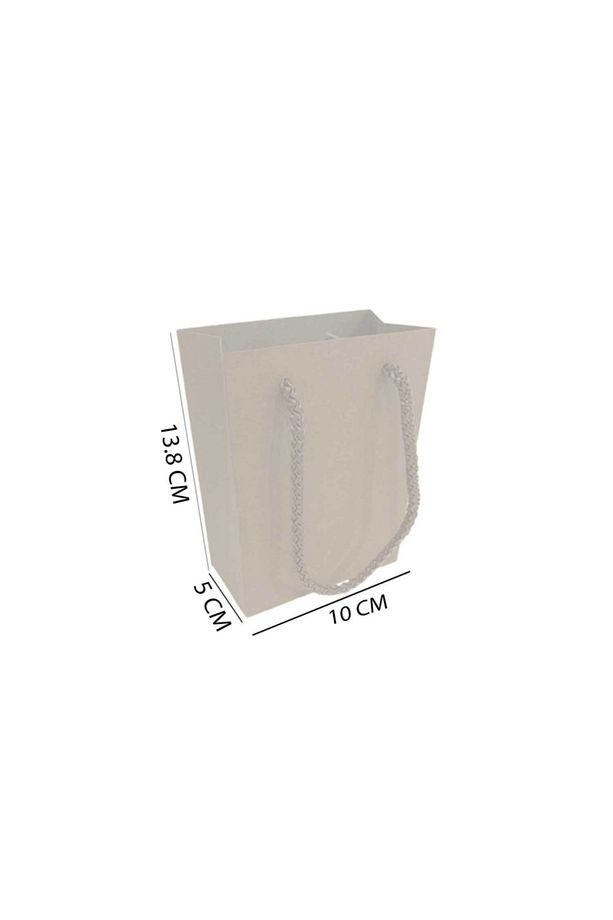 Ip Saplı Karton Çanta Minik Boy Düz Renk 13.8x10x5 Cm - 25 Adet Pembe - 2