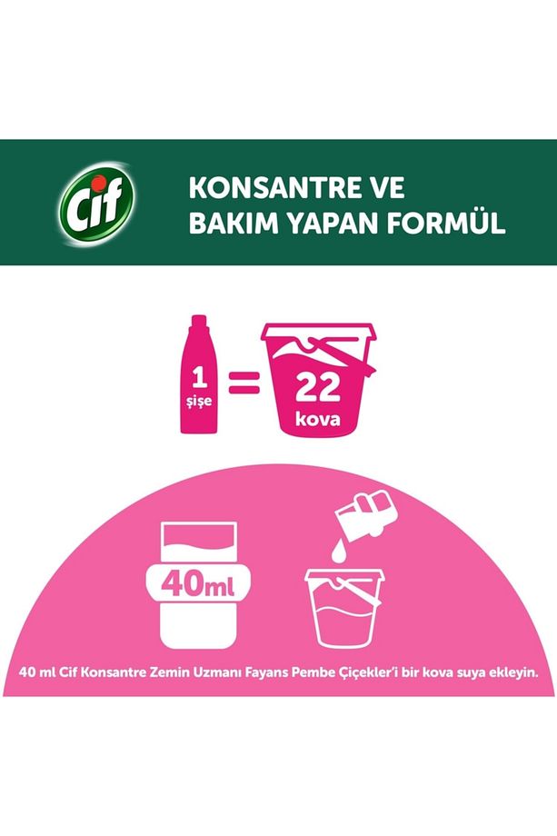 Pembe Çiçekler Konsantre Zemin Uzmanı Fayans Temizleyicisi 22 Kova 895 Ml - 4