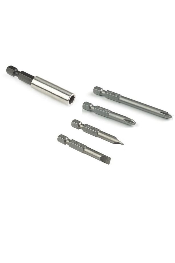 Mıknatıslı Bits Şaftlı Hızlı Değişim Uzatma Matkap Aparatı Metal Ahşap Düz 4 Adet Bits Uç Seti - 1