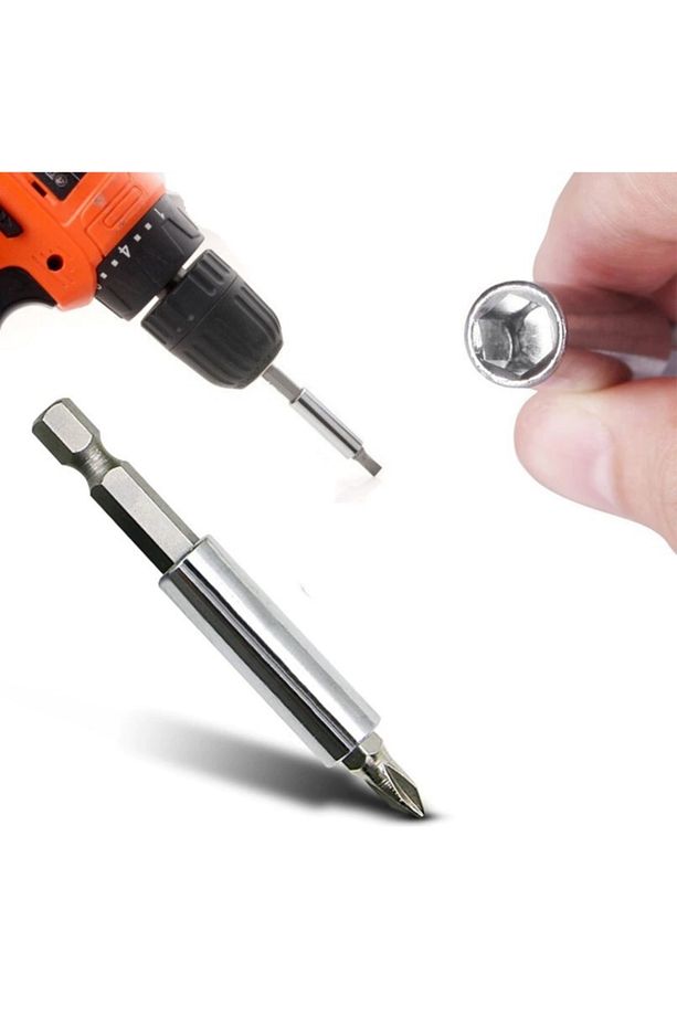 Mıknatıslı Bits Şaftlı Hızlı Değişim Uzatma Matkap Aparatı Metal Ahşap Düz 4 Adet Bits Uç Seti - 5
