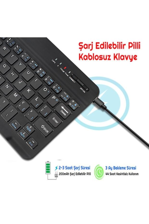 Apple Ipad 6. Nesil A1893-a1954 9.7" Uyumlu Bleutooth Tablet Klavyesi Mini Slim Şarjlı Kablosuz - 4