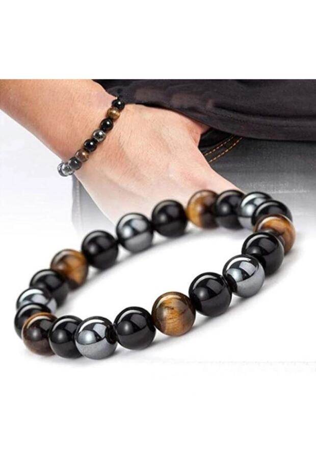 Natural Stone Tiger Eye Hematite Bracelet