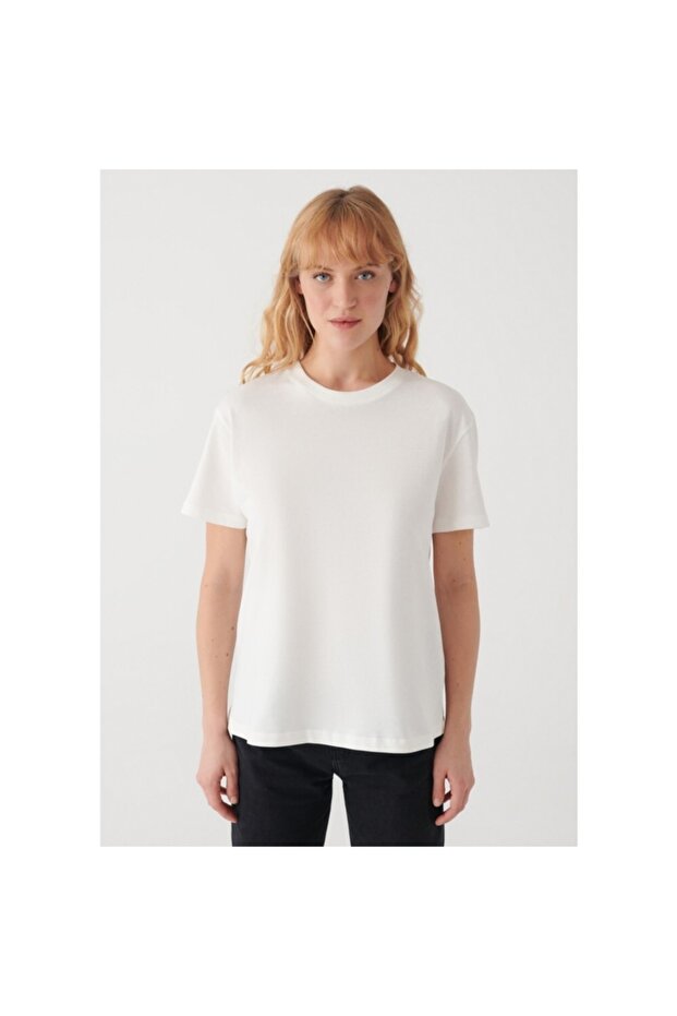 Kadın Beyaz Basic Tişört 1600965-33389 - 3