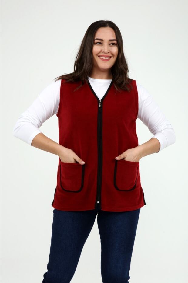 Women's Burgundy Fleece Vest