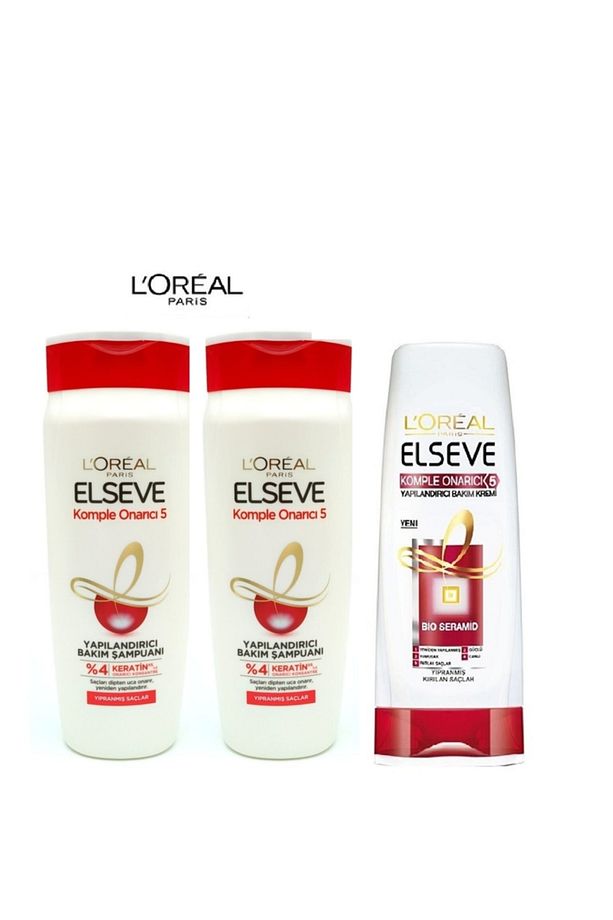 Loreal Paris Komple Onarıcı 5 Yapılandırıcı Bakım Şampuanı 670 Ml X 2 Adet + Saç Bakım Kremi 360 Ml - 1