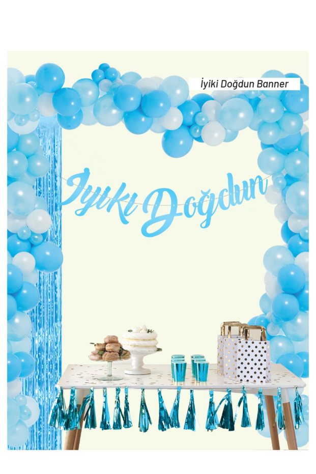Happy Birthday Blue Color Calligraphy Banner
