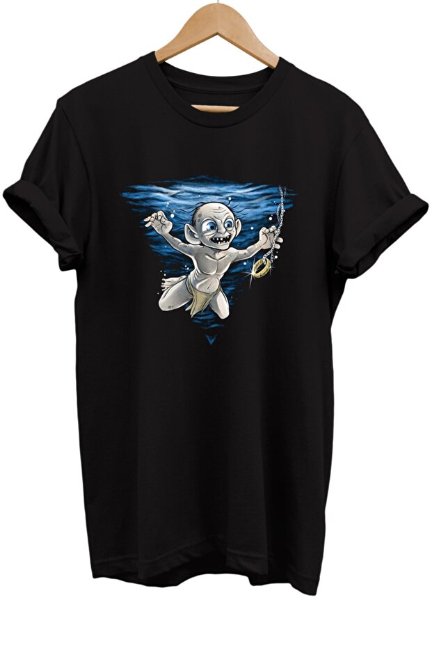 Lotr Lord of the Rings Gollum Ring Nirvana Printed 100% Cotton Basic T-shirt