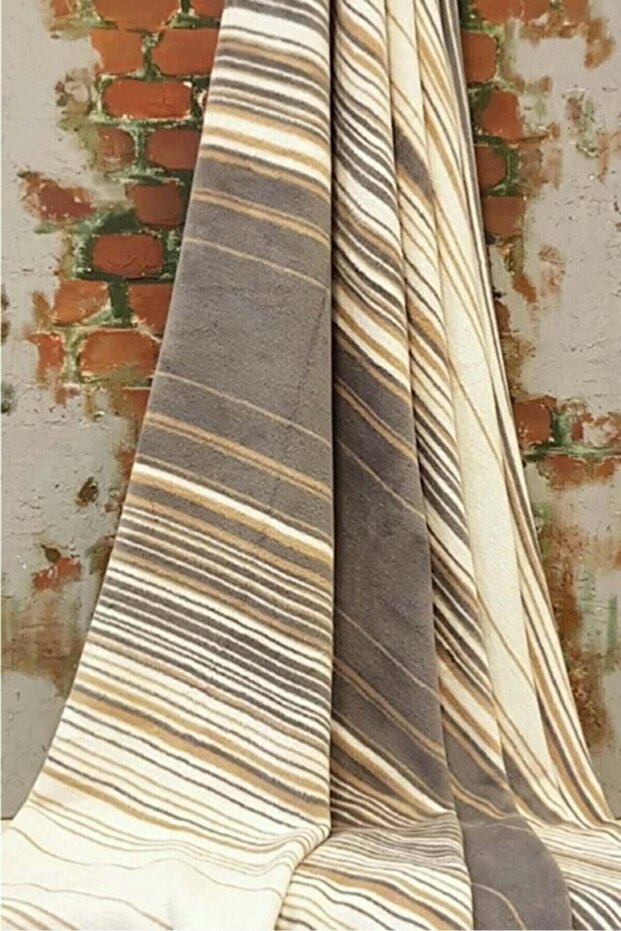 Cotton Laptop Tv Blanket (130X170)-Striped Beige