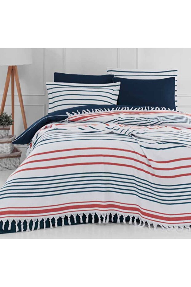 Luxart Fringed Bedspread 2x Pillow 220x240