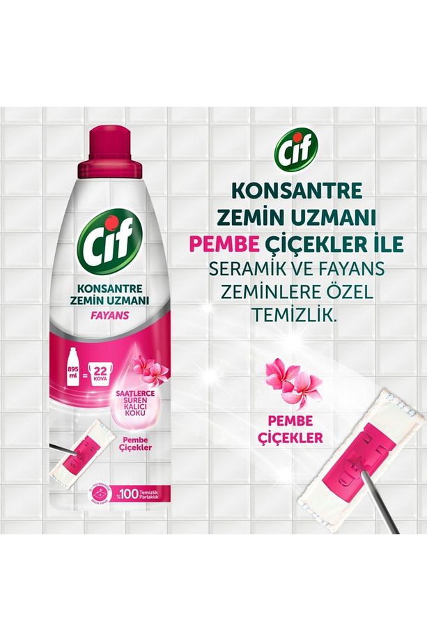 Pembe Çiçekler Konsantre Zemin Uzmanı Fayans Temizleyicisi 22 Kova 895 Ml - 2