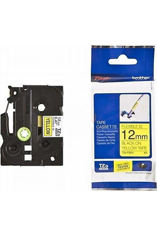 Brother P-touch Tze-fx631 Yellow Flexible Etıkete Black (12mm X 8m)