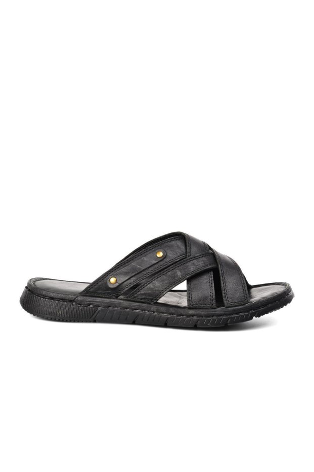 1514 Black Genuine Leather Men's Slippers