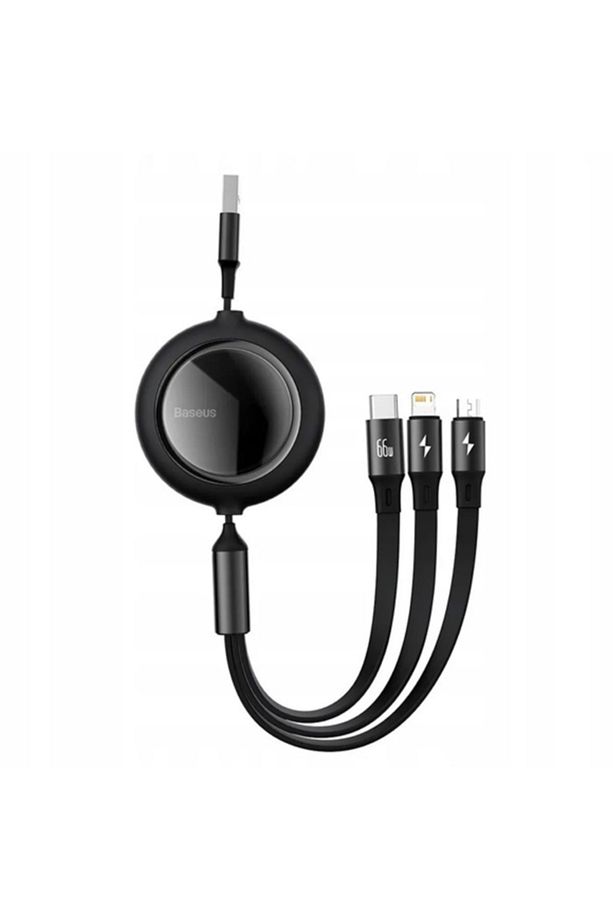 Ally Baseus 66w Makaralı 3in1 Type-c + Lightning + Micro Usb Kablo Hızlı Şarj Kablosu - 1