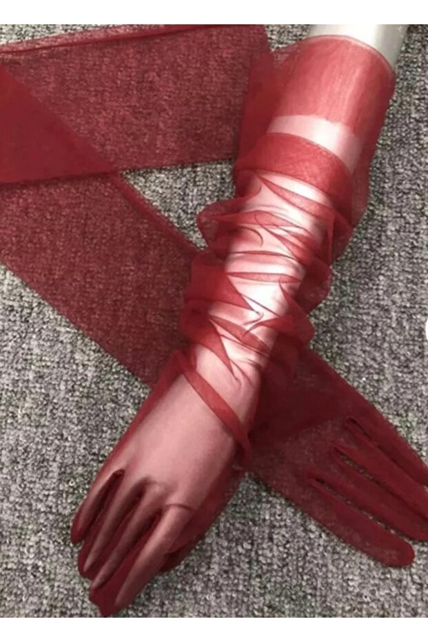Bella Evening Dress Gloves Long Red