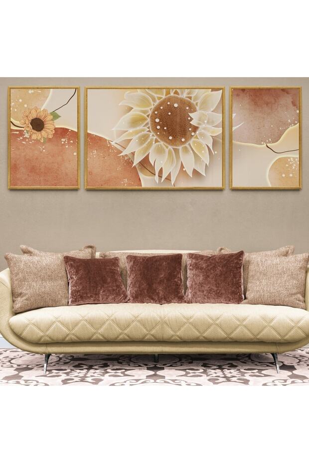 Ay Çiçeği Ahşap Tablo Seti - 3