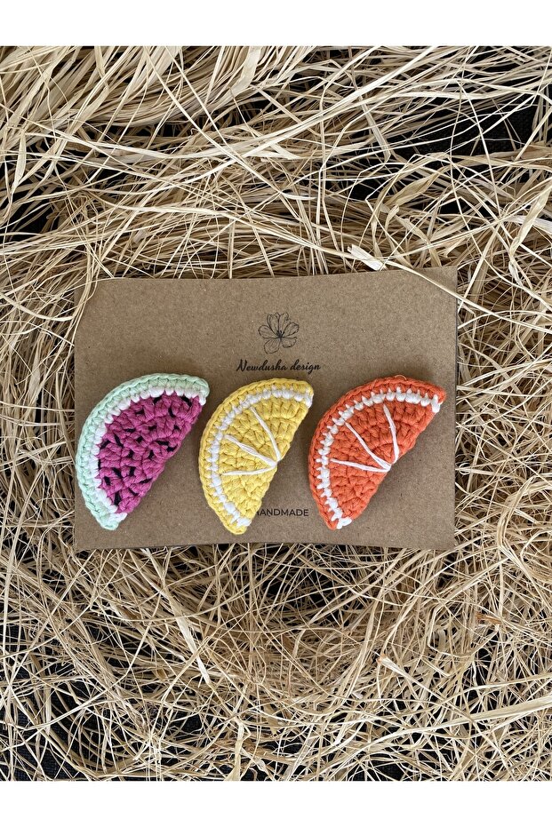 Lemon Watermelon Orange Sliced Knitted Snaps Girl's Buckle Set