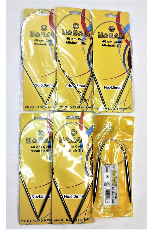 Yabalı Uçtanuca 40 Cm(MİSİNASI 20CM) Çelik Misinalı Seti 6 Lı 3-3,5-4-4,5-5-6 Titanyum Örgü Şişi Set - 1