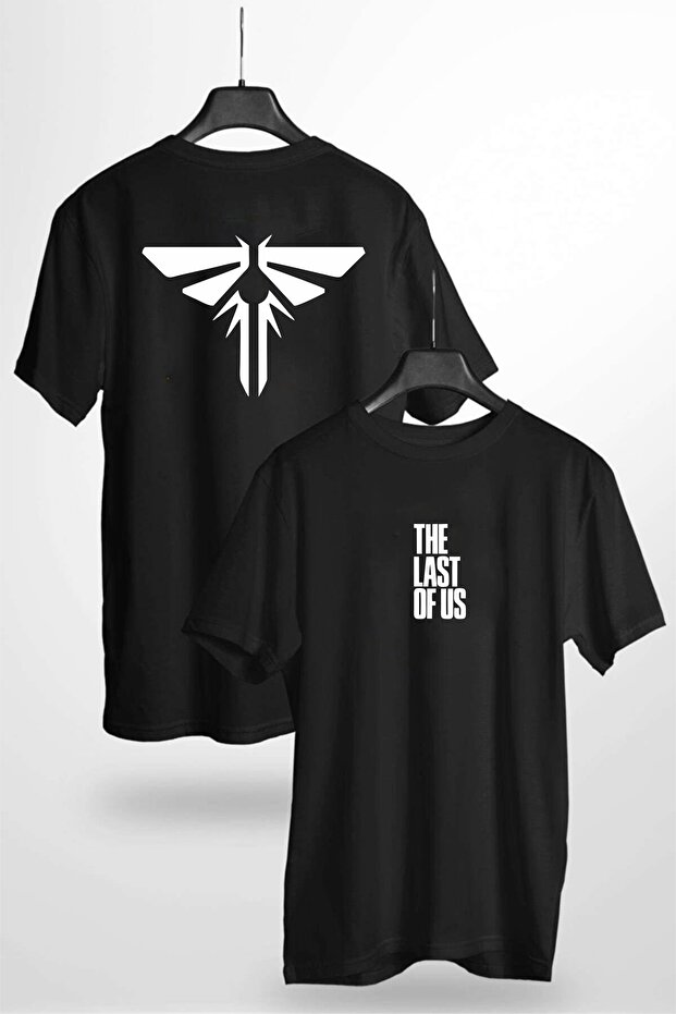 The Last Of Us Front Back Printed Design Unisex Black Tshirt