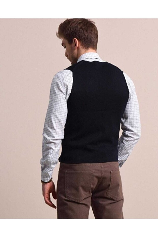 Erkek Örme Triko Düğmeli Yelek - 2